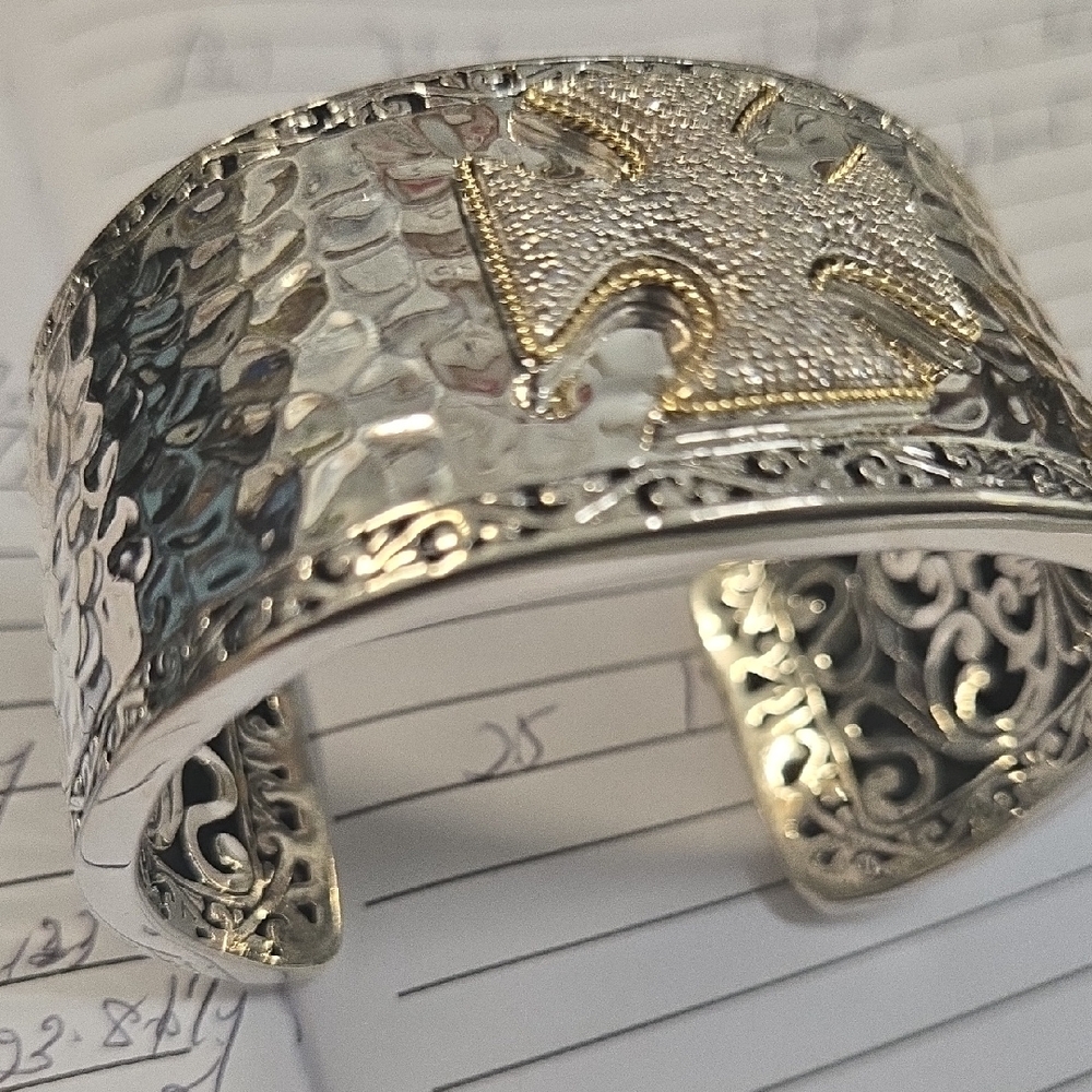 Silver and Gold Hammered Cuff Bracelet: Effy Ballisima Maltese Cross Cuff